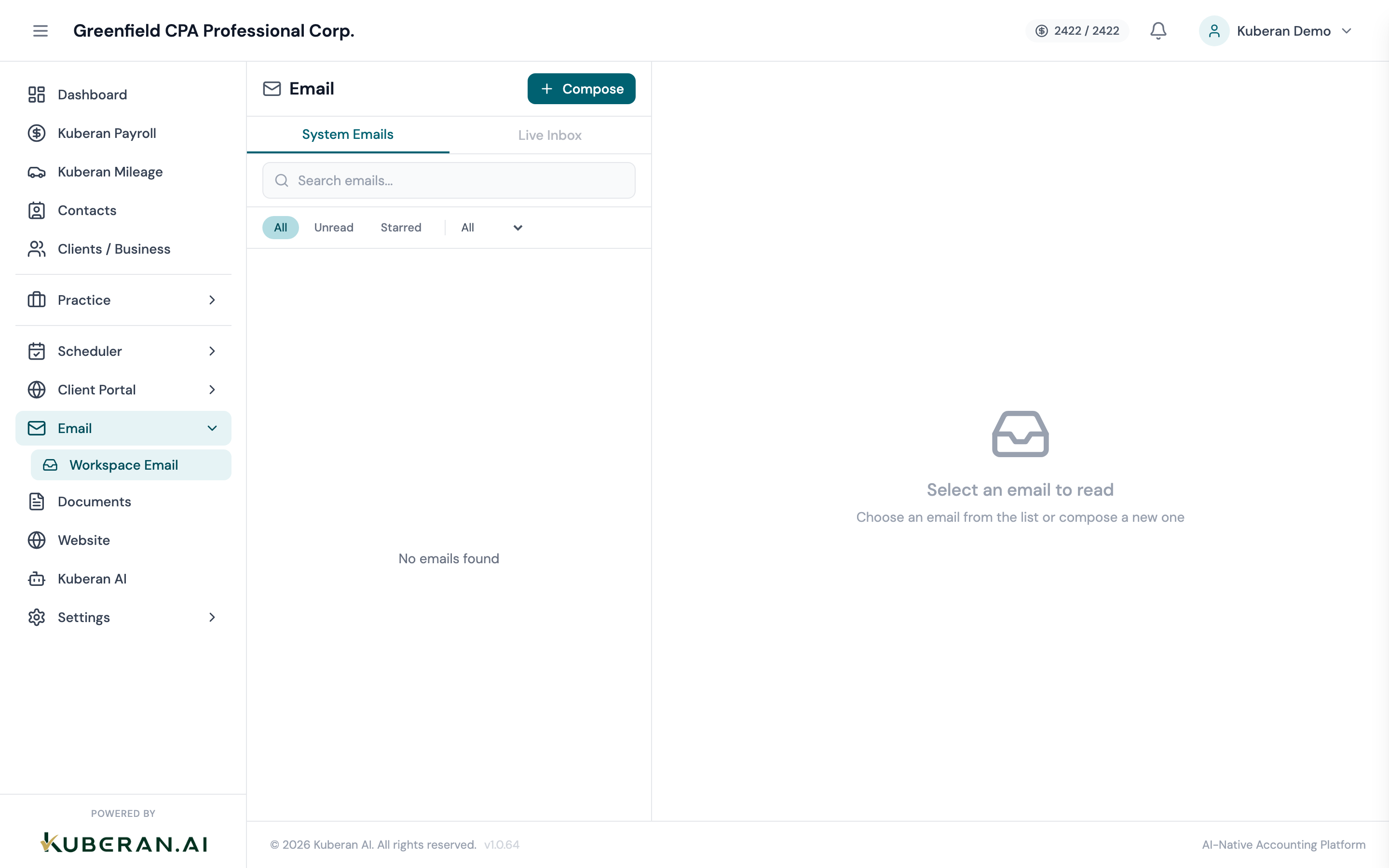 Email inbox showing conversation list on the left and open email thread on the right