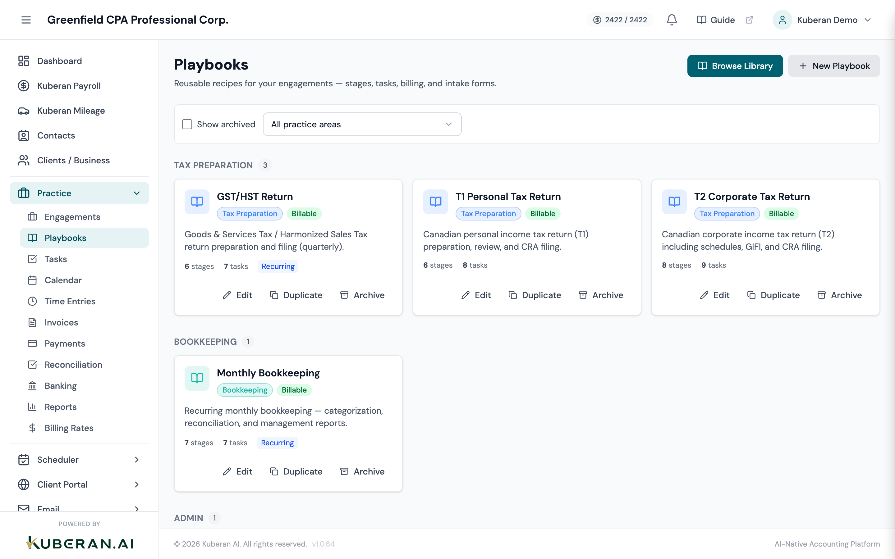 Playbooks list view with library and custom tabs