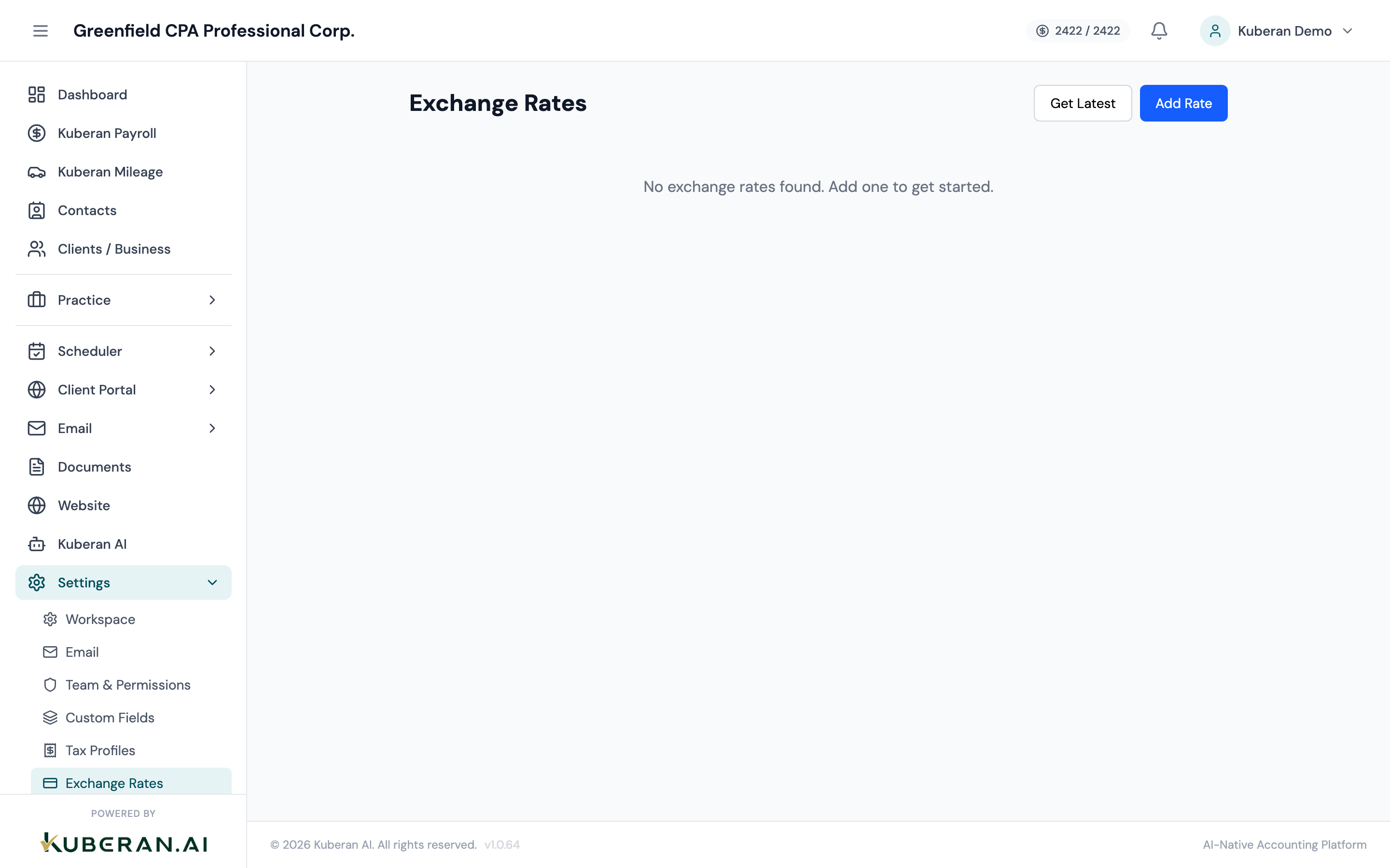 Exchange Rates screen showing currency pair rows with current rates and an automatic update toggle